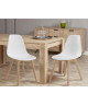 SACHA Lot de 2 chaises de salle a manger blanc  Pieds en bois hévéa massif  Scandinave  L 48 x P 55 cm