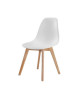SACHA Lot de 2 chaises de salle a manger blanc  Pieds en bois hévéa massif  Scandinave  L 48 x P 55 cm