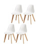 SACHA Lot de 4 chaises de salle a manger blanc  Pieds en bois hévéa massif  Scandinave  L 48 x P 55 cm