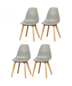 SACHA Lot de 4 chaises de salle a manger gris  Pieds en bois hévéa massif  Scandinave  L 48 x P 55 cm