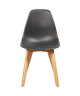 SACHA Lot de 4 chaises de salle a manger noir  Pieds en bois hévéa massif  Scandinave  L 48 x P 52 cm