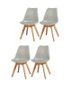 BJORN Lot de 4 chaises de salle a manger  Simili gris  Scandinave  L 49 x P 56 cm