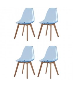 BROOKLIN Lot de 4 chaises de salle a manger  Bleu  Style scandinave  L 47 x P 53 cm