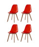 BROOKLIN Lot de 4 chaises de salle a manger  Rouge  Style scandinave  L 47 x P 53 cm