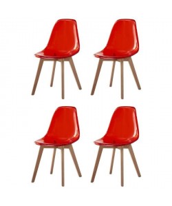 BROOKLIN Lot de 4 chaises de salle a manger  Rouge  Style scandinave  L 47 x P 53 cm