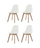 BROOKLIN Lot de 4 chaises de salle a manger  Blanc  Style scandinave  L 47 x P 53 cm