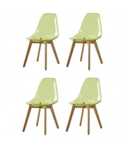 BROOKLIN Lot de 4 chaises de salle a manger  Vert  Style scandinave  L 47 x P 53 cm