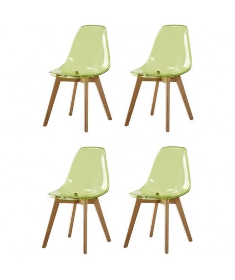 BROOKLIN Lot de 4 chaises de salle a manger  Vert  Style scandinave  L 47 x P 53 cm