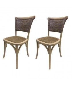 GUINGUETTE Lot de 2 chaises de salle a manger  Bois d\'orme naturel  Classique  L 45 x P 41 cm