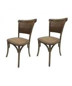 GUINGUETTE Lot de 2 chaises de salle a manger  Bois d\'orme noyer  Classique  L 45 x P 41 cm