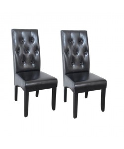 CUBA Lot de 2 chaises de salle a manger en simili noir  Contemporain  L 48 x P 42 cm