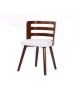 SAMANTHA Chaise de salle a manger en bois bambou  Simili blanc  Vintage  L 46 x P 42 cm