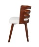 SAMANTHA Chaise de salle a manger en bois bambou  Simili blanc  Vintage  L 46 x P 42 cm