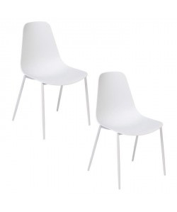 SURF Lot de 2 Chaises de salle a manger  Blanc  Style contemporain  L 49 x P 52 cm