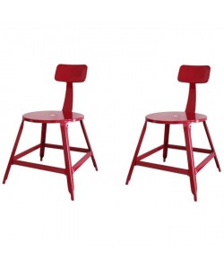 LOFT Lot de 2 chaises de salle a manger métal rouge  Industriel  L 41 x P 41 cm