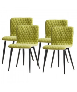 VEGAS Lot de 4 chaises de salle a manger  Tissu vert  Style contemporain  L 46 x P 53 cm