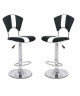 VIP Lot de 2 chaises hautes de bar  Simili noir et blanc  Contemporain  L 45 x P 52 cm