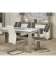 MARBELLA Lot de 4 chaises de salle a manger en métal  Simili gris et blanc  Contemporain  L 44 x P 44 cm