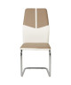 MARBELLA Lot de 4 chaises de salle a manger en simili taupe et blanc  Contemporain  L 44 x P 44 cm