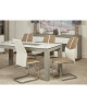 MARBELLA Lot de 4 chaises de salle a manger en simili taupe et blanc  Contemporain  L 44 x P 44 cm