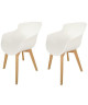 LUKA Lot de 2 chaises de salle a manger  Pieds en bois hetre naturel  Assise blanc  Style contemporain  L 52,5 x P 55 cm