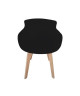LUKA Lot de 2 chaises de salle a manger  Pieds en bois hetre naturel  Assise noir  Style contemporain  L 52,5 x P 55 cm
