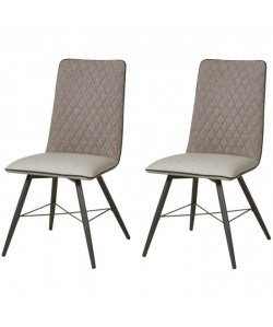 SHIMONE Lot de 2 chaises de salle a manger  Simili et tissu gris  Style contemporain  L 46 x P 44 cm