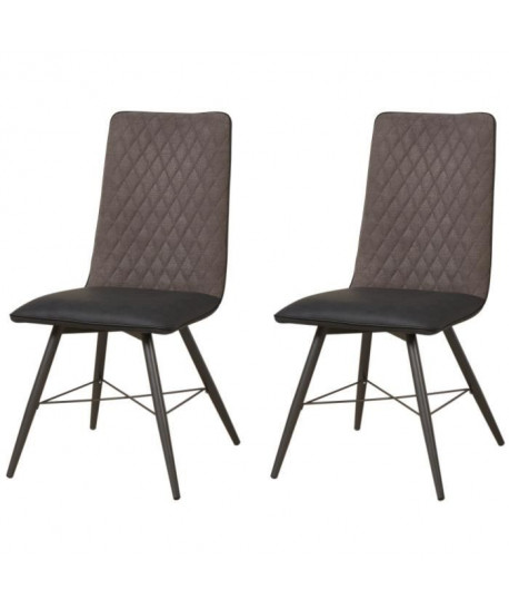 SHIMONE Lot de 2 chaises de salle a manger  Simili et tissu noir  Style contemporain  L 46 x P 44 cm