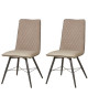 SHIMONE Lot de 2 chaises de salle a manger  Simili et tissu taupe  Style contemporain  L 46 x P 44 cm