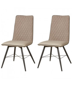 SHIMONE Lot de 2 chaises de salle a manger  Simili et tissu taupe  Style contemporain  L 46 x P 44 cm