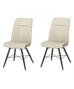 NAVA Lot de 2 chaises de salle a manger en métal  Tissu et simili taupe  Contemporain  L 45 x P 45 cm