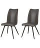 ROUVENE Lot de 2 chaises de salle a manger en simili et tissu gris  Contemporain  L 45 x P 43 cm