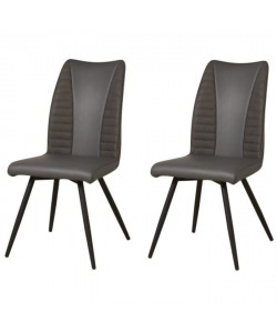 ROUVENE Lot de 2 chaises de salle a manger en simili et tissu gris  Contemporain  L 45 x P 43 cm