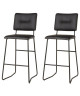 TOVA Lot de 2 tabourets de bar en métal  Simili noir  Contemporain  L 43 x P 41 cm