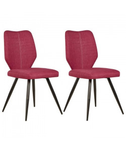 BARBARA Lot de 2 chaises de salle a manger  Tissu rose  Style contemporain  L 46 x P 53 cm