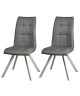 COCOON Lot de 2 chaises de salle a manger  Simili gris  Style contemporain  L 44 x P 43 cm