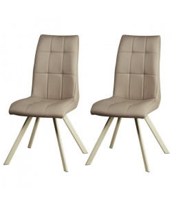 COCOON Lot de 2 chaises de salle a manger  Simili taupe  Style contemporain  L 44 x P 43 cm