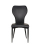 VICTORIA Lot de 2 chaises de salle a manger pieds métal noir  Revetement simili noir  Contemporain  L44 x P55 cm