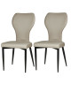 VICTORIA Lot de 2 chaises de salle a manger pieds métal noir  Revetement simili taupe  Contemporain  L44 x P55 cm