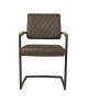MARISA Lot de 2 chaises de salle a manger en métal et bois chene  Tissu gris  Vintage  L 55 x P 59 cm