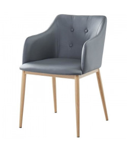 ANDY Chaise de salle a manger  Simili gris  Scandinave  L 57,5 x P 54 cm