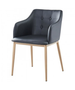 ANDY Chaise de salle a manger  Simili noir  Scandinave  L 57,5 x P 54 cm