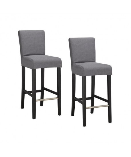 ELVIS Lot de 2 tabourets de bar  Tissu gris  Contemporain  L 39 x P 49,5