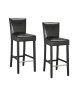 ELVIS Lot de 2 tabourets de bar  Simili noir  Contemporain  L 39 x P 49,5 cm