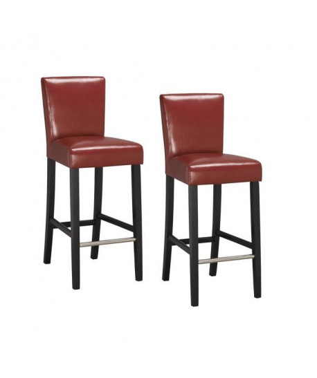 ELVIS Lot de 2 tabourets de bar  Simili rouge  Contemporain  L 39 x P 49,5 cm