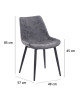 Chaise de salle a manger simili gris  Style industriel  L 53 x P 63 cm