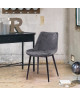 Lot de 2 chaises de salle a manger pieds en métal noir  Revetement simili PU gris  Style industriel  L 53 x P 63 cm