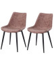 Lot de 2 chaises de salle a manger pieds en métal noir  Revetement simili PU marron  Style industriel  L 53 x P 63 cm