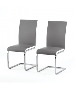 LEA Lot de 2 chaises de salle a manger en simili gris  Contemporain  L 43 x P 56 cm