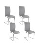 LEA Lot de 4 Chaises de salle a manger blanches grises